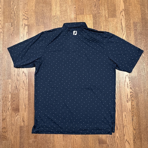 Footjoy Lisle Titleist FJ Logo Print Navy Embroidered Golf Polo Shirt Mens Large - Picture 2 of 9